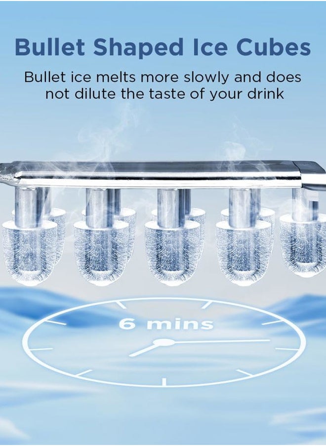 COWSAR Ice Maker Countertop, Portable Ice Machine with Self-Cleaning, 26.5lbs/24Hrs, 9 Bullet Ice Cubes in 6 Mins, Ice Basket and Scoop, Ideal for Home, Kitchen, Bar, Camping  - Image 4