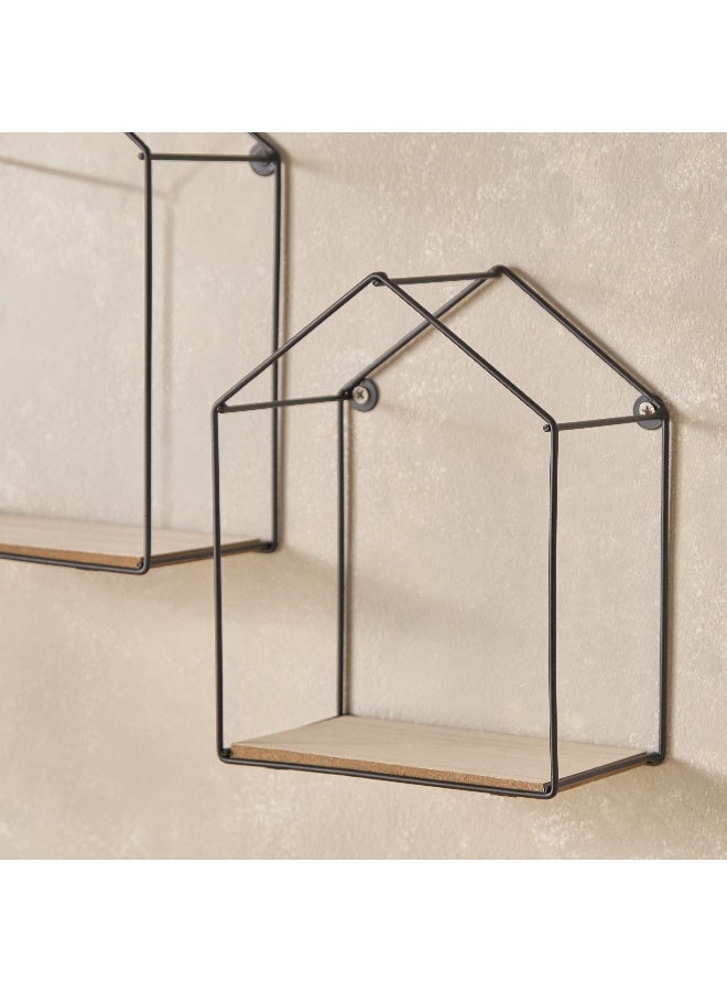 Home Box Sera 2-Piece Metal Wall Shelf with MDF Board Set 20 x 25.5 x 10 cm - Image 3