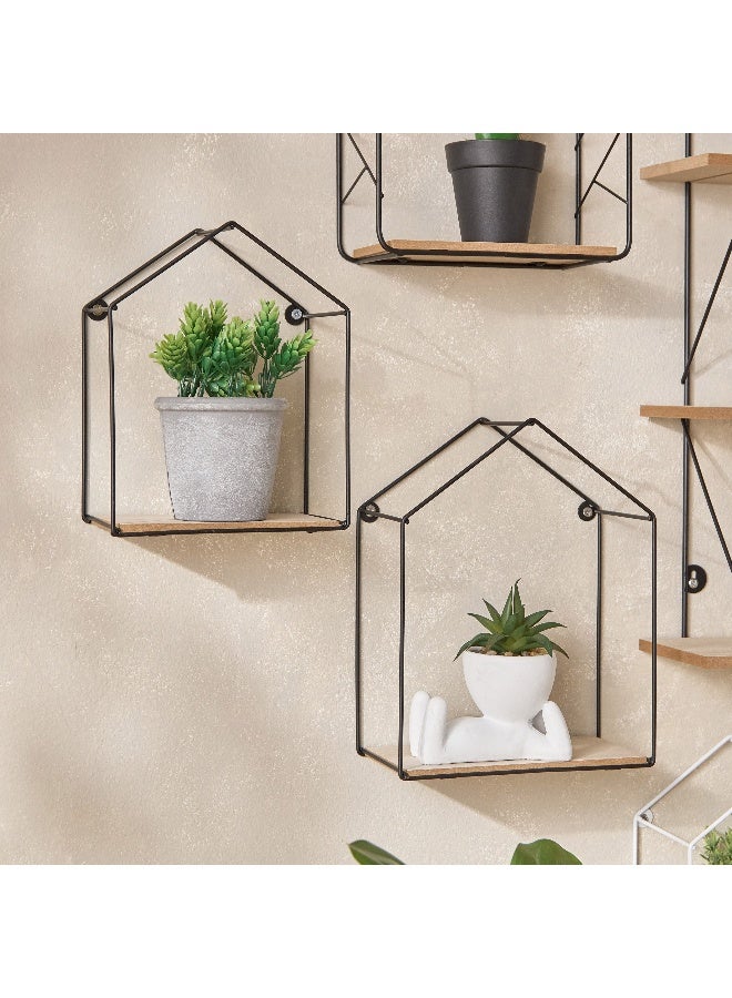 Home Box Sera 2-Piece Metal Wall Shelf with MDF Board Set 20 x 25.5 x 10 cm - Image 1