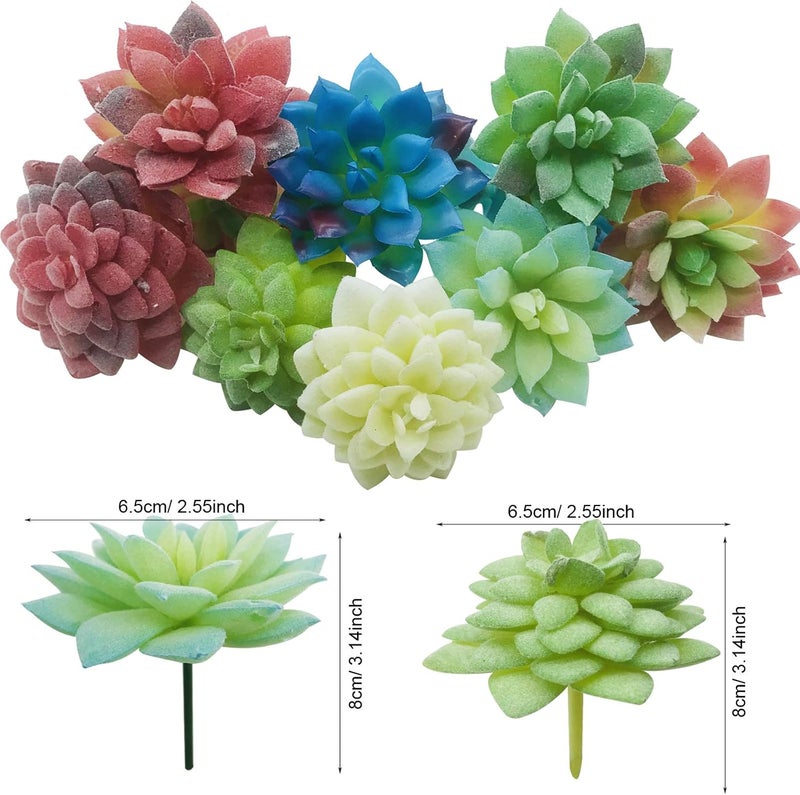 Cayway 20 PCS Artificial Succulent Plants Assorted Multicolor Faux Fake Succulents, Cactus Aloe Succulent Assortment in Flocked in Different Type for Birthday Home Decor Indoor Garden DIY - Image 3