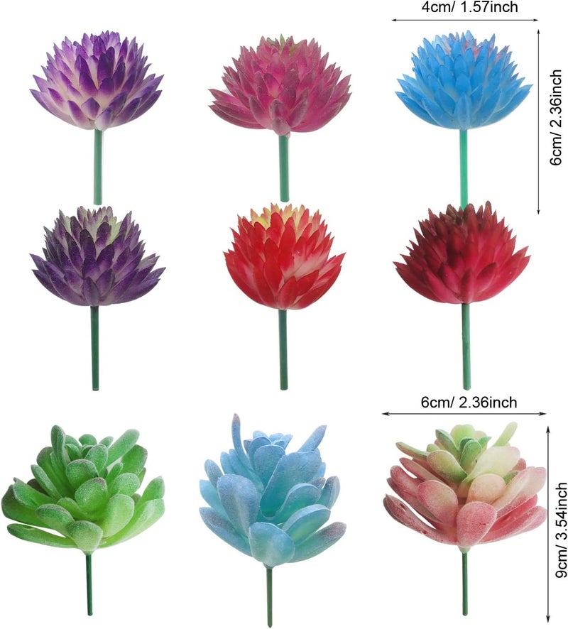 Cayway 20 PCS Artificial Succulent Plants Assorted Multicolor Faux Fake Succulents, Cactus Aloe Succulent Assortment in Flocked in Different Type for Birthday Home Decor Indoor Garden DIY - Image 2
