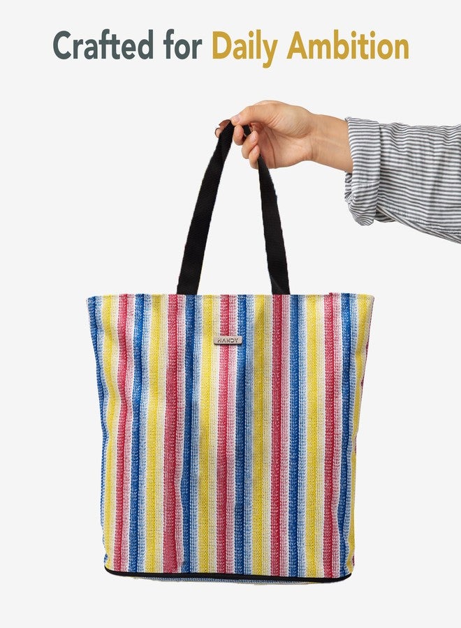 Handy Tote Bag Casual Work Shoulder Handbags | Multi-Purpose Bag Made of Recycled Material | Large Capacity | Shopping Bag for Office, College & Daily Use (Multicolor) - Image 3