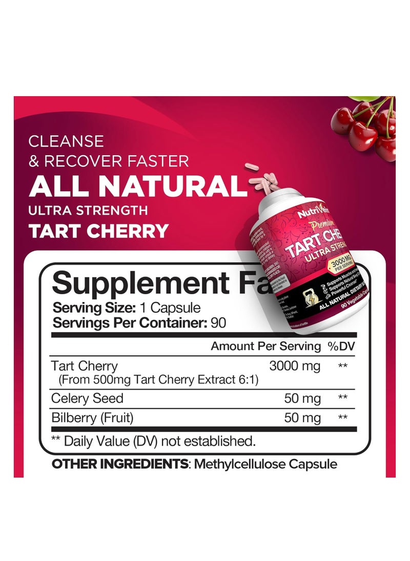 Nutrivein - Nutrivein Tart Cherry Ultra Strength 3000 mg 90 Veg Capsules - Image 1