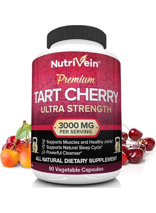 Nutrivein Nutrivein Cherry Capsules Antioxidants, Flavonoids - Supports Uric Acid Cleanse, Anti Inflammatory, Muscle Recovery, Joint Pain (2000mg)  - Image 1