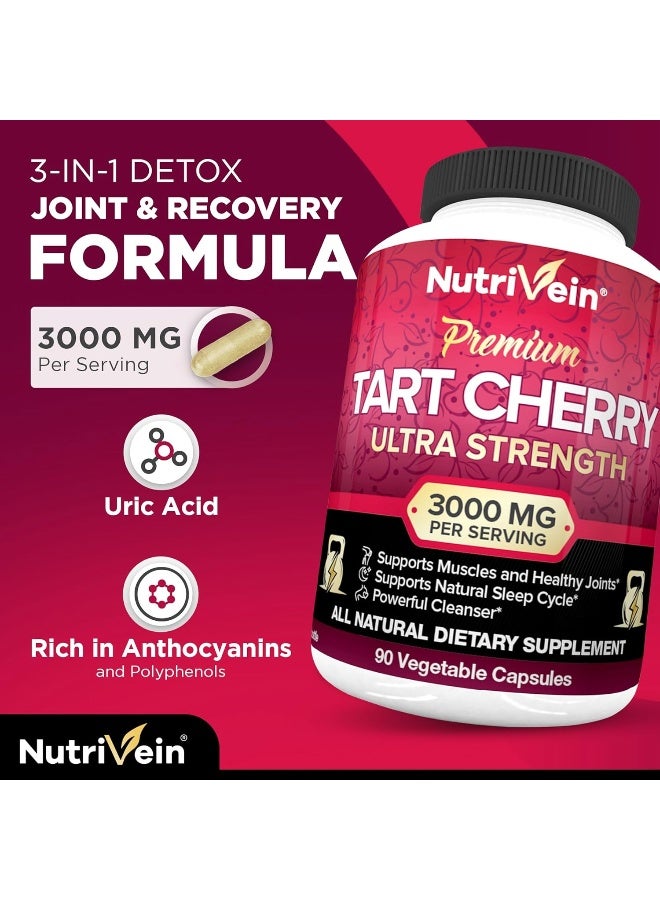 Nutrivein Nutrivein Cherry Capsules Antioxidants, Flavonoids - Supports Uric Acid Cleanse, Anti Inflammatory, Muscle Recovery, Joint Pain (2000mg)  - Image 3