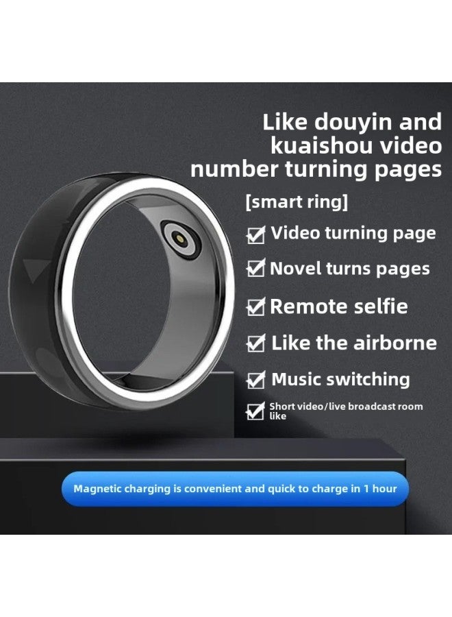 Bluetooth Remote Control Short Video Page Turning Ring Black Technology Ring Smart Ring E-book Praise Selfie Artifact-Colour:Brush Video-cut Song-like-selfie No. 10 Finger Circumference 62.1mm  - Image 1