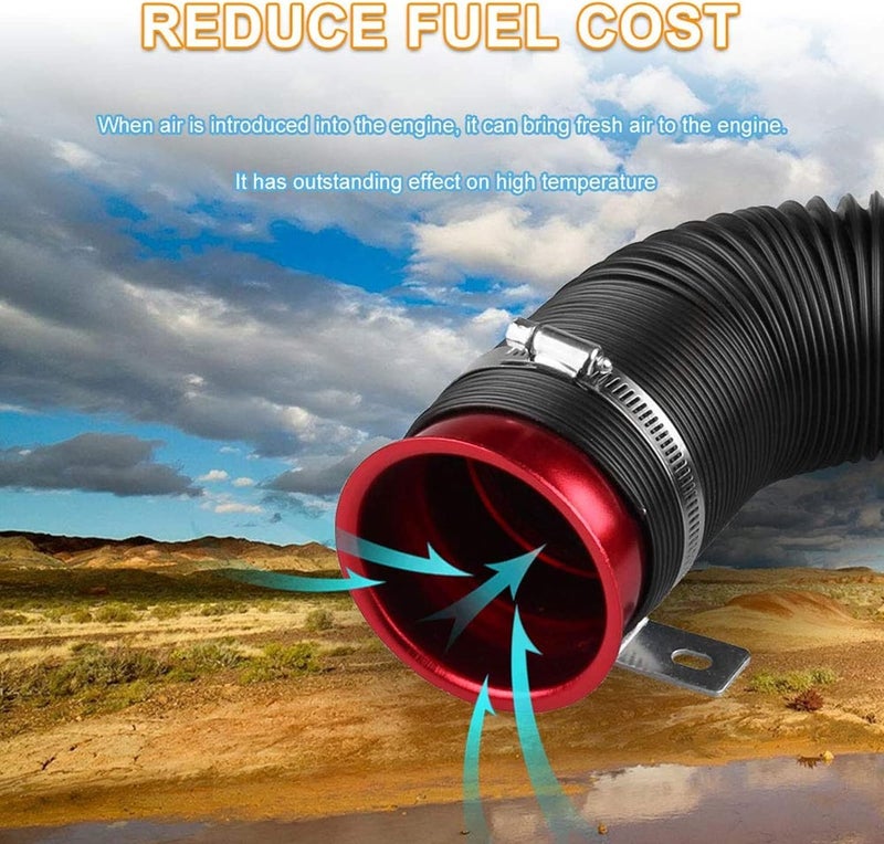 AUTO MT أنبوب سحب هواء مرن للسيارات توربو متعدد الأنابيب مرن لأنبوب سحب الهواء البارد مجموعة أنبوب المدخل مجموعة خرطوم المدخل مجموعة عالمية (أنبوب سحب مرن أحمر) - Image 3