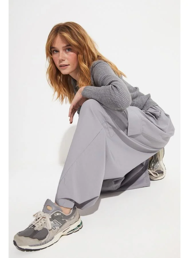 JUNE June Women Cargo Pocket Wide Leg / Wide Leg Woven Trouser Grey