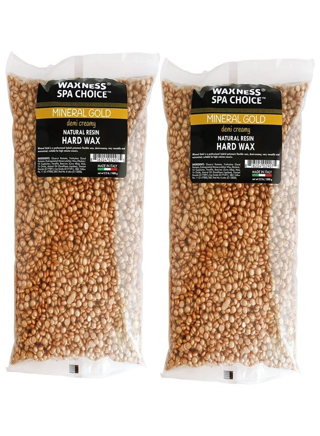 Waxness Spa Choice Mineral Gold Demi Creamy Hard Wax Beads 2.2 lb / 1 kg Pack of 2 - Image 1