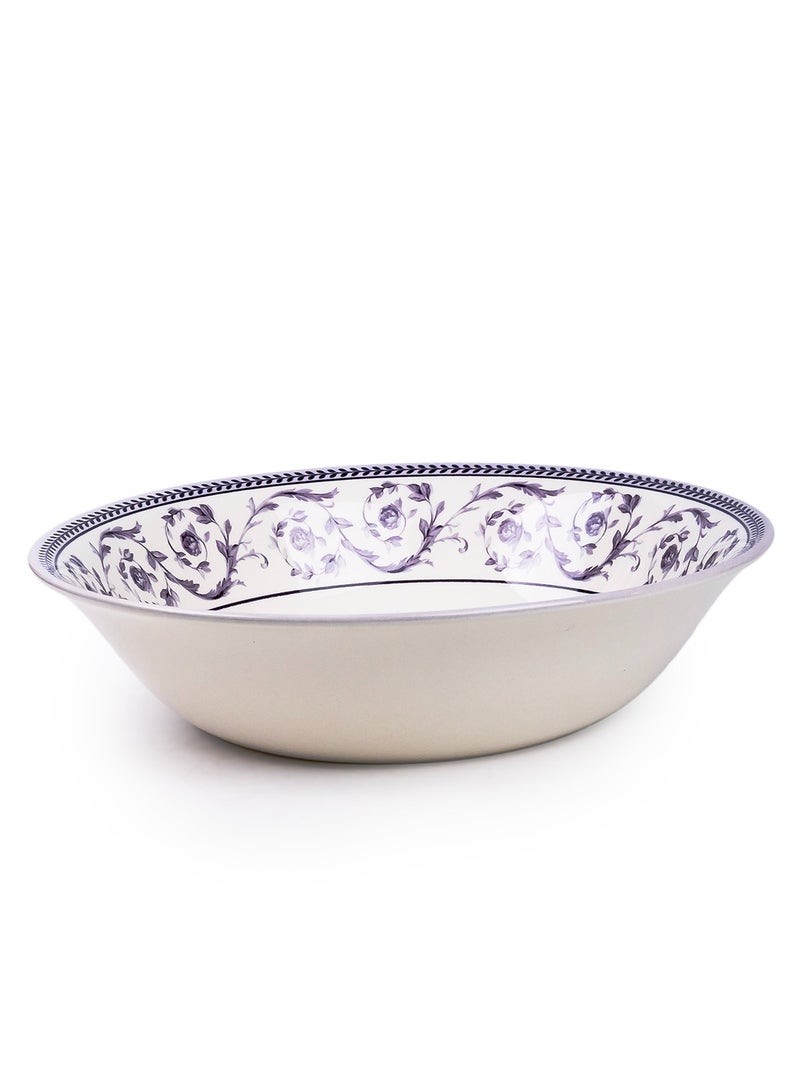 Claytan Callista Floral Pattern 9.2-Inch Porcelain Salad Bowl (White, Set Of 1) - Image 1