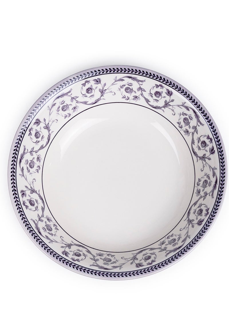 Claytan Callista Floral Pattern 9.2-Inch Porcelain Salad Bowl (White, Set Of 1) - Image 3