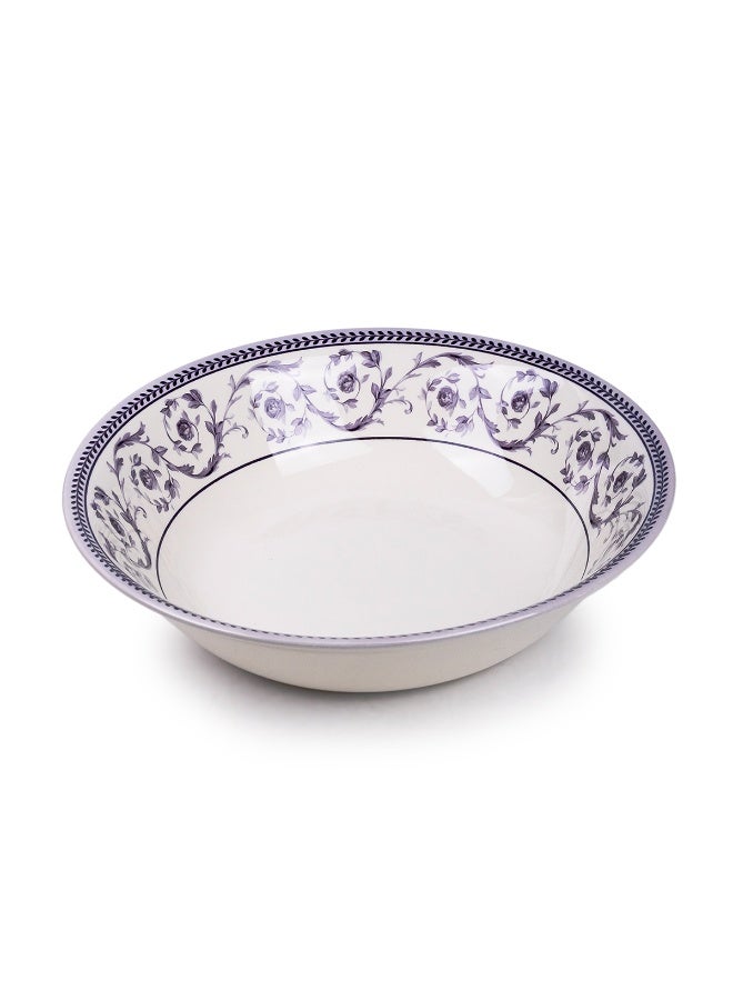 Claytan Callista Floral Pattern 9.2-Inch Porcelain Salad Bowl (White, Set Of 1) - Image 2