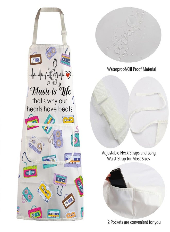 MBMSO Beat Music Aprons with Pockets Tapes Apron Music Gifts for Music Lover Music Teacher Musician Gifts Music Note Apron (Beat Music Apron-w) - Image 5