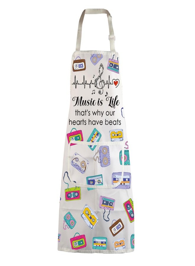 MBMSO Beat Music Aprons with Pockets Tapes Apron Music Gifts for Music Lover Music Teacher Musician Gifts Music Note Apron (Beat Music Apron-w) - Image 1