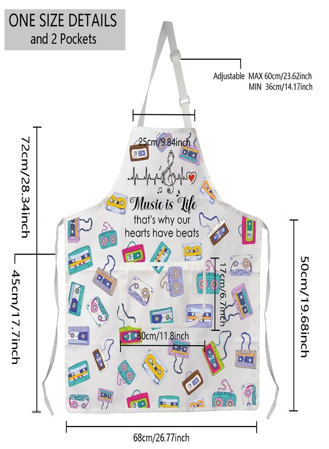 MBMSO Beat Music Aprons with Pockets Tapes Apron Music Gifts for Music Lover Music Teacher Musician Gifts Music Note Apron (Beat Music Apron-w) - Image 2