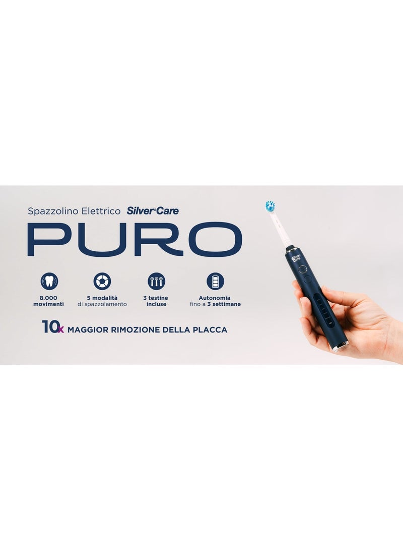 Silver Care Puro Rotating Electric Toothbrush for Adults – 3 Rechargeable Head, Deep Cleaning, 360° Rotation, Soft Bristles, Smart Timer, Waterproof Electric Toothbrush for Sensitive Teeth - Image 4