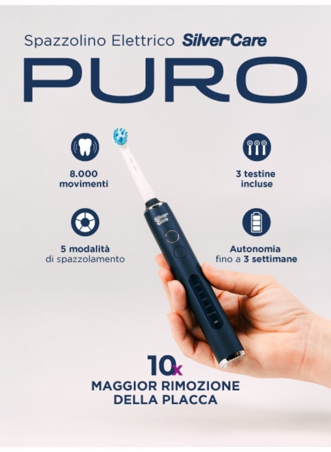 Silver Care Puro Rotating Electric Toothbrush for Adults – 3 Rechargeable Head, Deep Cleaning, 360° Rotation, Soft Bristles, Smart Timer, Waterproof Electric Toothbrush for Sensitive Teeth - Image 5