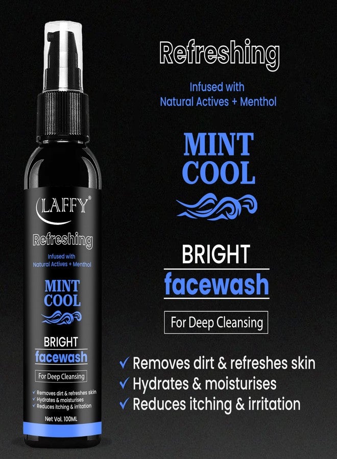 LAFFY غسول الوجه لافي بالنعناع المنعش - منظف منعش بالمنثول للتحكم في الزيوت، وعلاج حب الشباب، وبشرة نضرة - مناسب لجميع أنواع البشرة - غسول وجه للاستخدام اليومي لشعور بالانتعاش | 100 مل (عبوة من قطعتين) - Image 3