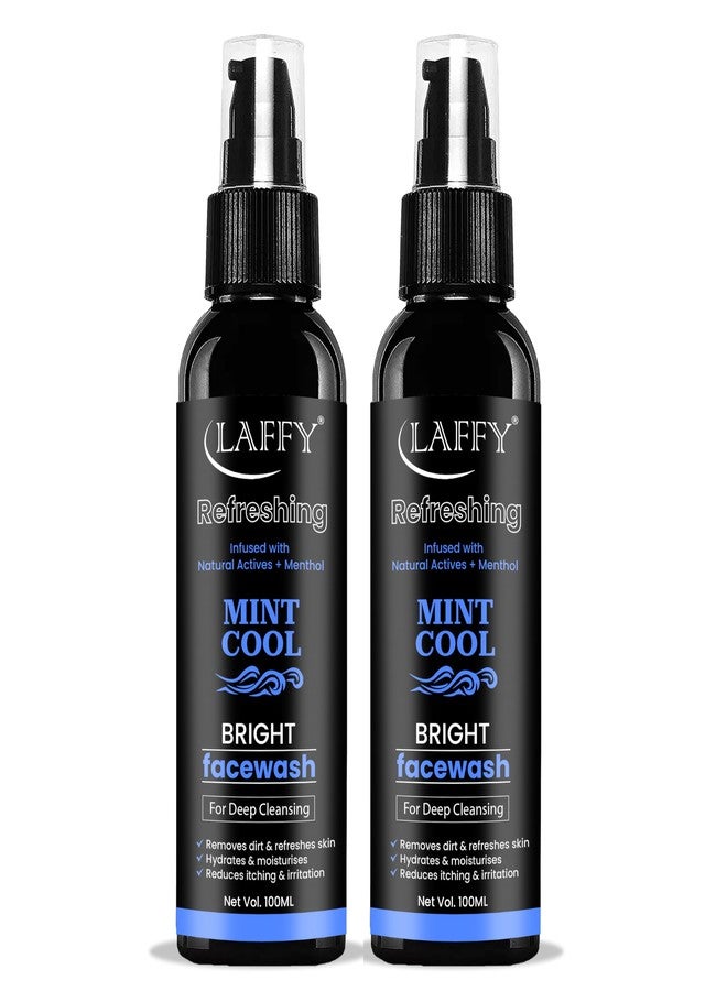 LAFFY غسول الوجه لافي بالنعناع المنعش - منظف منعش بالمنثول للتحكم في الزيوت، وعلاج حب الشباب، وبشرة نضرة - مناسب لجميع أنواع البشرة - غسول وجه للاستخدام اليومي لشعور بالانتعاش | 100 مل (عبوة من قطعتين) - Image 1