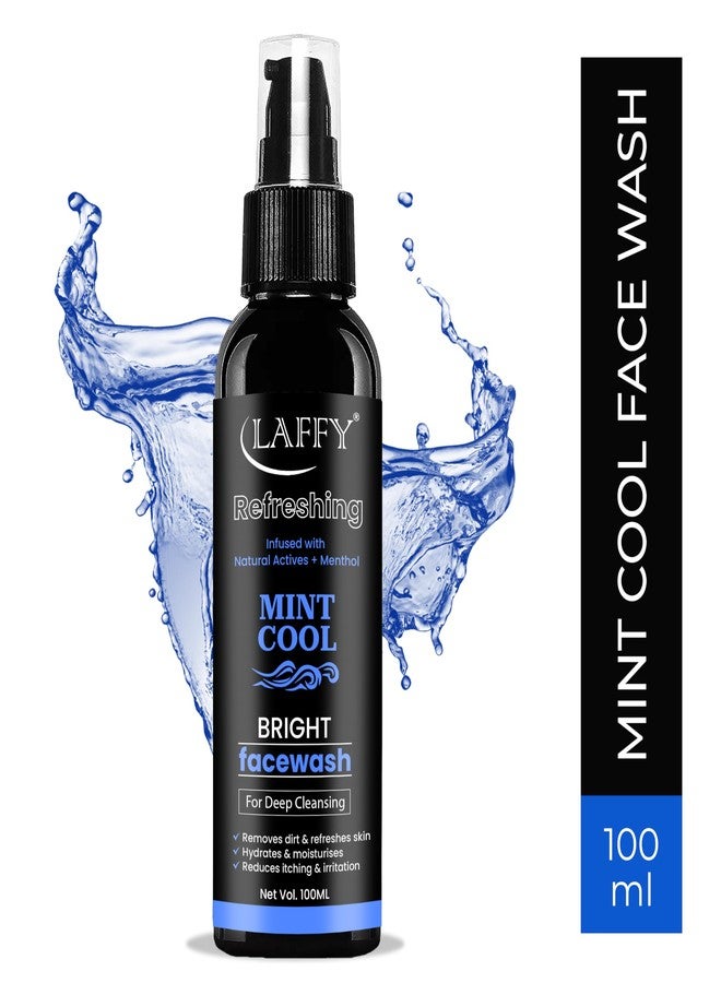 LAFFY غسول الوجه لافي بالنعناع المنعش - منظف منعش بالمنثول للتحكم في الزيوت، وعلاج حب الشباب، وبشرة نضرة - مناسب لجميع أنواع البشرة - غسول وجه للاستخدام اليومي لشعور بالانتعاش | 100 مل (عبوة من قطعتين) - Image 2