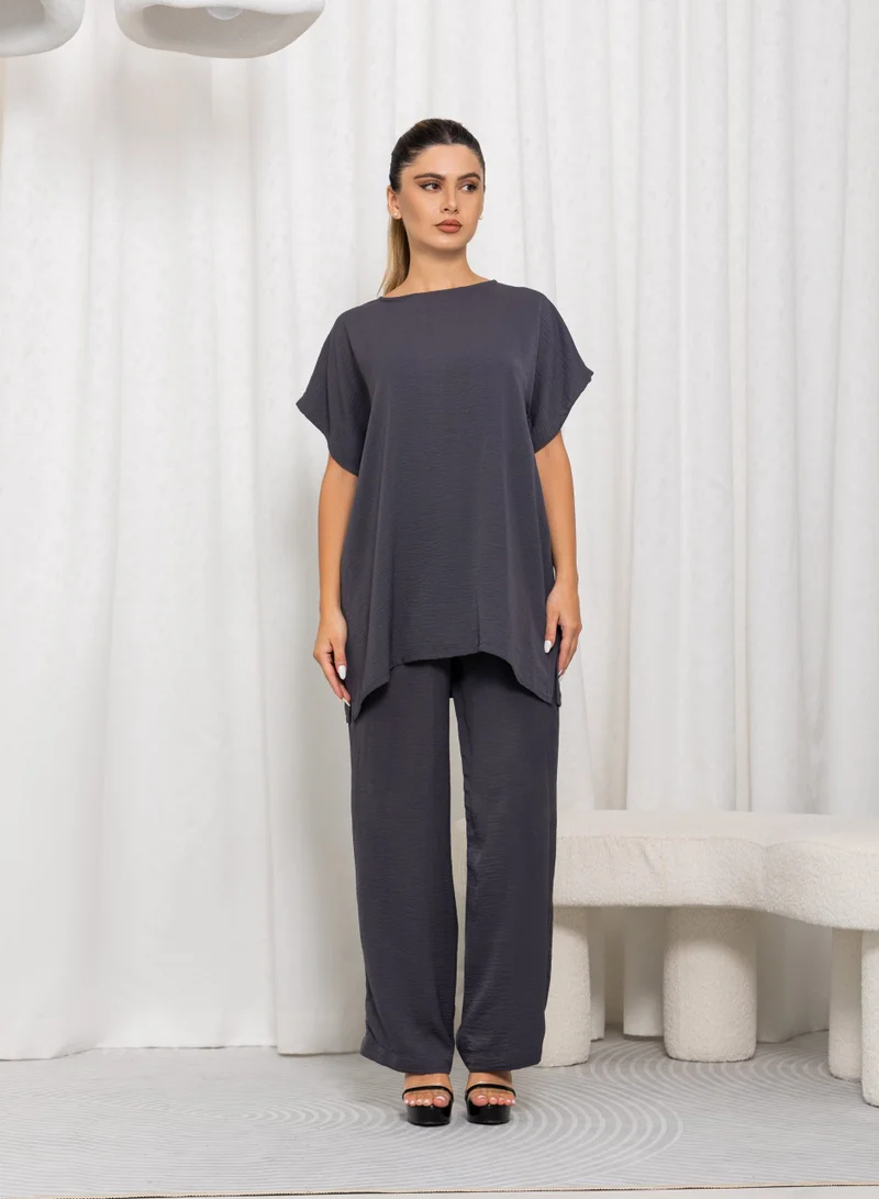 نيكياس طقم بنطلون كريب حمريا