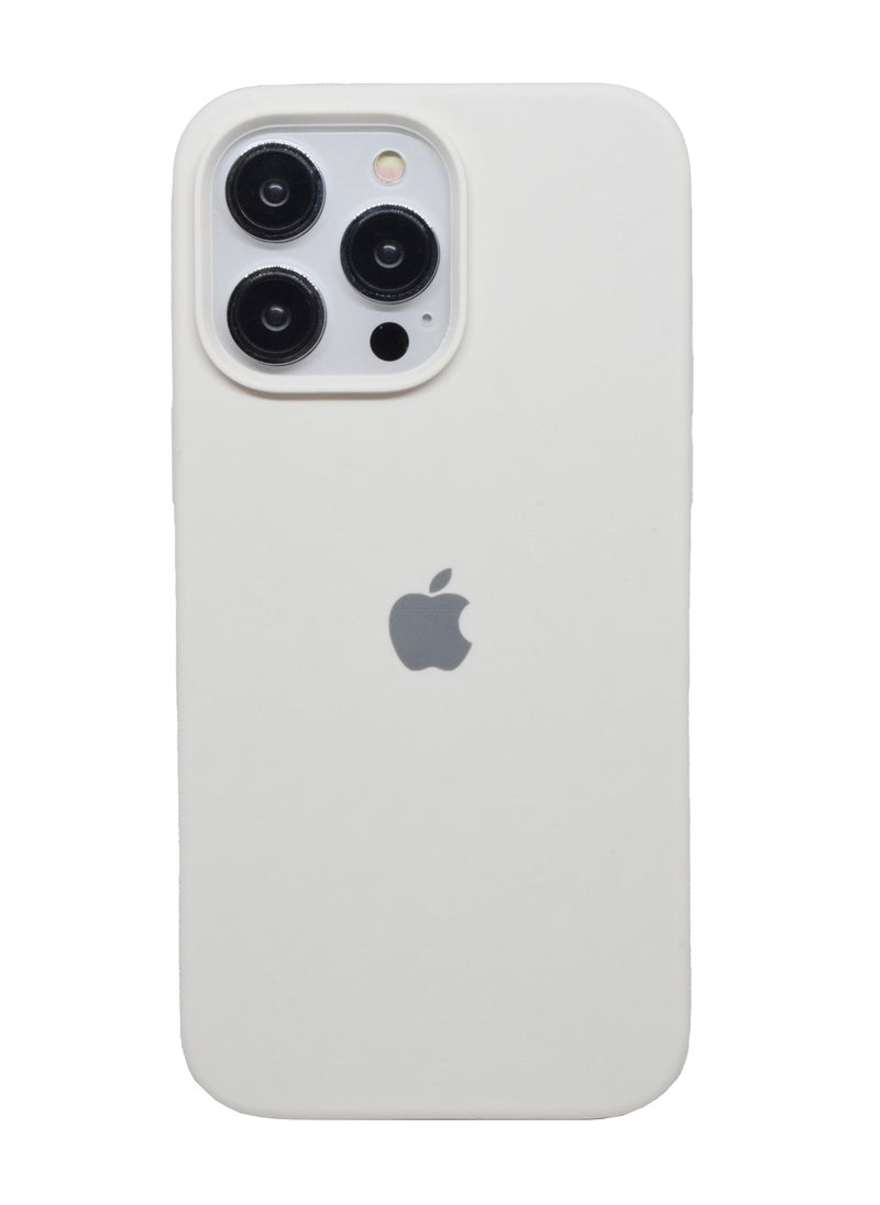 BORTONY - Silicone iPhone 13 Pro Protective Case Cover 6.1 inch Inside Microfiber Lining For Apple iPhone 13 Pro White - Image 1