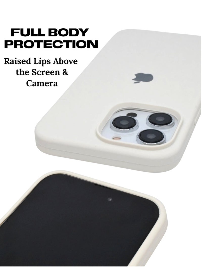 BORTONY - Silicone iPhone 13 Pro Protective Case Cover 6.1 inch Inside Microfiber Lining For Apple iPhone 13 Pro White - Image 1