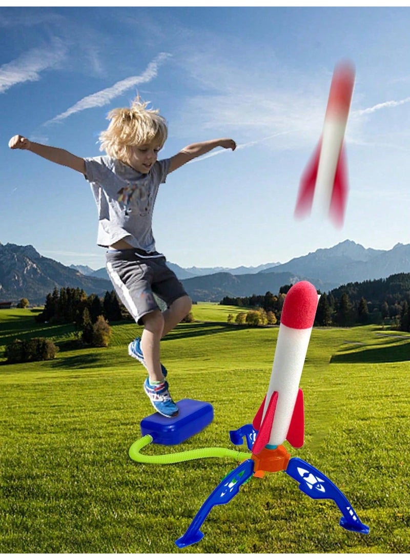Foam Rocket Launcher Toy for Kids Ages 3+ – Stomp & Launch Air Rocket Up to 100FT | Outdoor STEM Toy with Launcher Stand & Air Hose | Safe EVA Foam, No Batteries Needed - Image 1