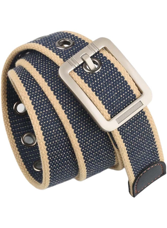 JEVI Men'S Belt, Casual Pin Buckle Trendy Waistband, Woven Canvas Trouser Belt, College Student Military Training Valentine'S Day Gift - Image 3