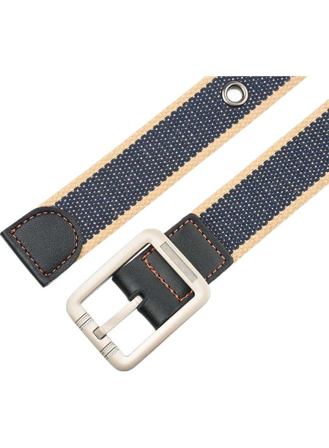 JEVI Men'S Belt, Casual Pin Buckle Trendy Waistband, Woven Canvas Trouser Belt, College Student Military Training Valentine'S Day Gift - Image 1