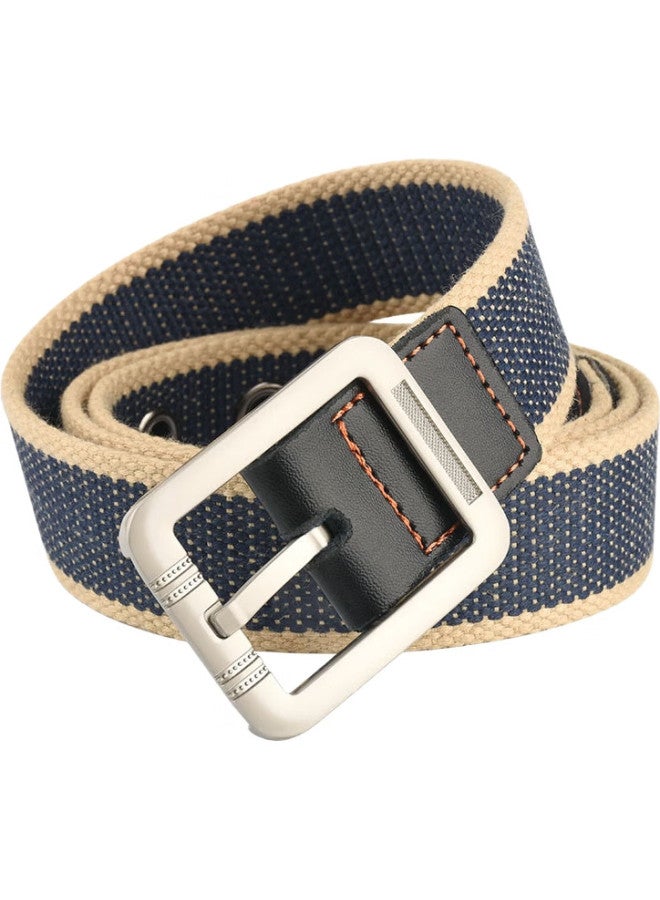 JEVI Men'S Belt, Casual Pin Buckle Trendy Waistband, Woven Canvas Trouser Belt, College Student Military Training Valentine'S Day Gift - Image 2