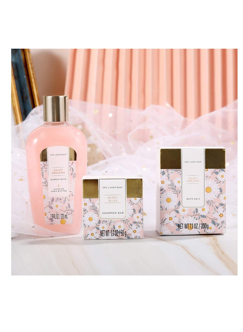 spa luxetique Gift Baskets for Women - Spa Luxetique Womens Gifts, 15pcs Daisy Spa Gift Sets with Bubble Bath, Body Butter, Hand Cream and Tote Bag, Birthday Gifts for Mom, Mothers Day Gifts for Mom - Image 2