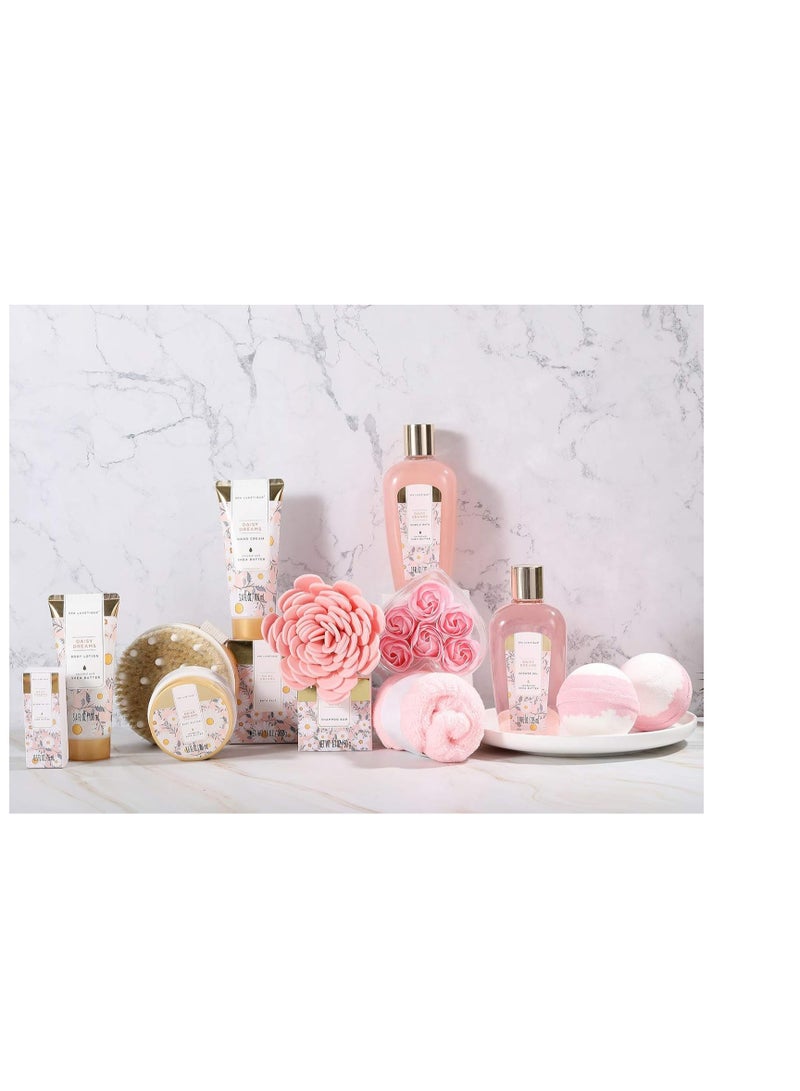 spa luxetique Gift Baskets for Women - Spa Luxetique Womens Gifts, 15pcs Daisy Spa Gift Sets with Bubble Bath, Body Butter, Hand Cream and Tote Bag, Birthday Gifts for Mom, Mothers Day Gifts for Mom - Image 3