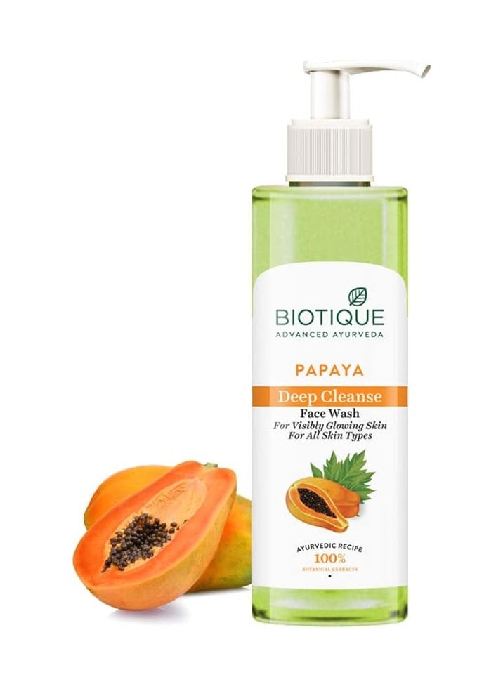 Biotique Papaya Deep Cleanse Face Wash Gentle Exfoliation Visibly Glowing Skin 100% Botanical Extracts| Suitable for All Skin Types 200ml  - Image 1