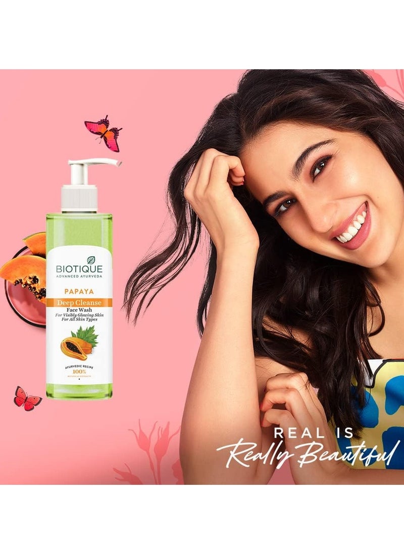 Biotique Papaya Deep Cleanse Face Wash Gentle Exfoliation Visibly Glowing Skin 100% Botanical Extracts| Suitable for All Skin Types 200ml  - Image 2