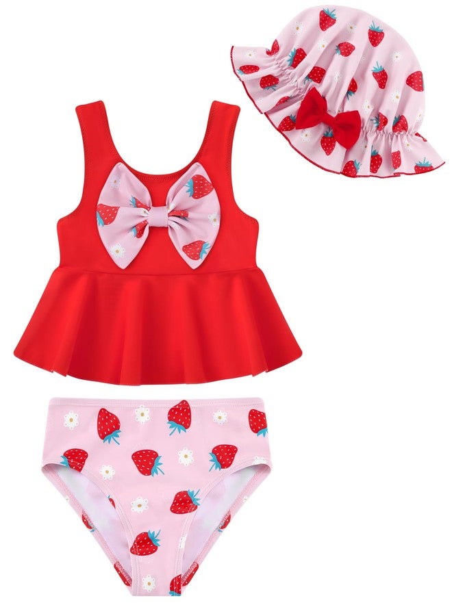 Redair Toddler Girl Bikini Swimsuit Baby Girl 2-Piece Bathing Suit 18-24 Month Swimsuit Girls Bathing Suit Strawberry Ruffle - Image 1