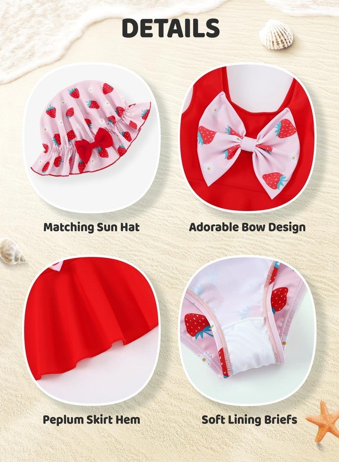 Redair Toddler Girl Bikini Swimsuit Baby Girl 2-Piece Bathing Suit 18-24 Month Swimsuit Girls Bathing Suit Strawberry Ruffle - Image 5