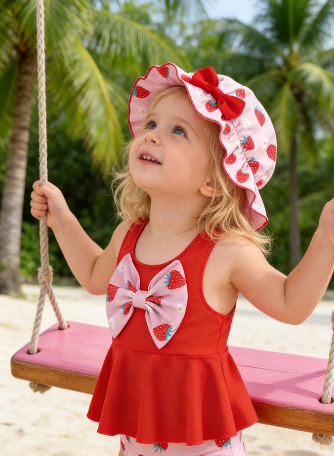 Redair Toddler Girl Bikini Swimsuit Baby Girl 2-Piece Bathing Suit 18-24 Month Swimsuit Girls Bathing Suit Strawberry Ruffle - Image 2