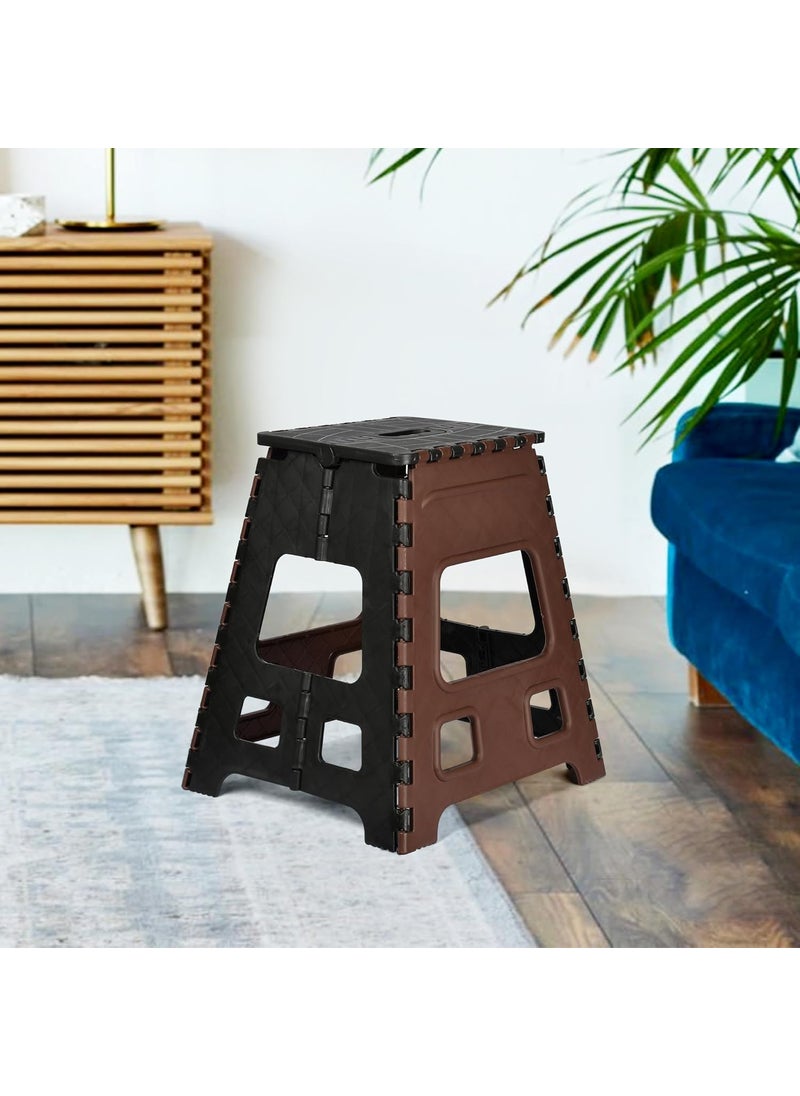 Kuber Industries Kuber Industries Stool Foldable Stool Collapsible Camping Chair Stool for OutdoorFishingHikingGardeningTravel Portable Stool Multipurpose Sitting Stool Large Brown Black  - Image 1
