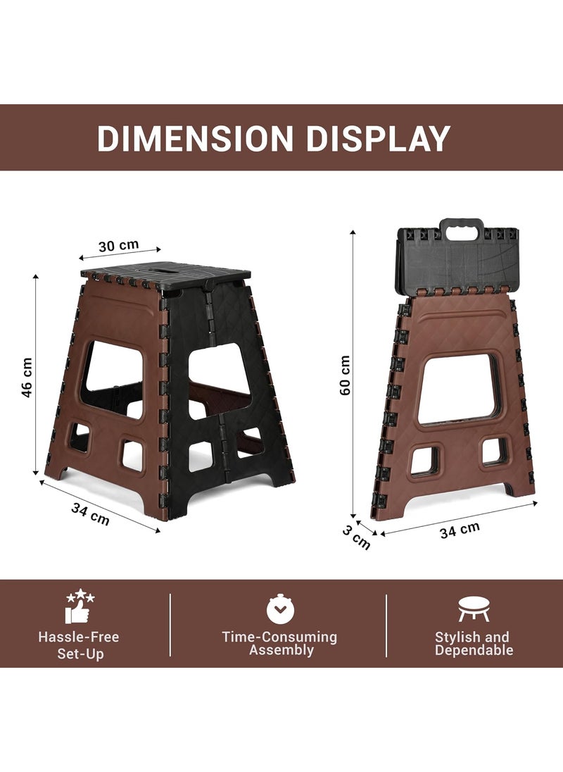 Kuber Industries Kuber Industries Stool Foldable Stool Collapsible Camping Chair Stool for OutdoorFishingHikingGardeningTravel Portable Stool Multipurpose Sitting Stool Large Brown Black  - Image 3