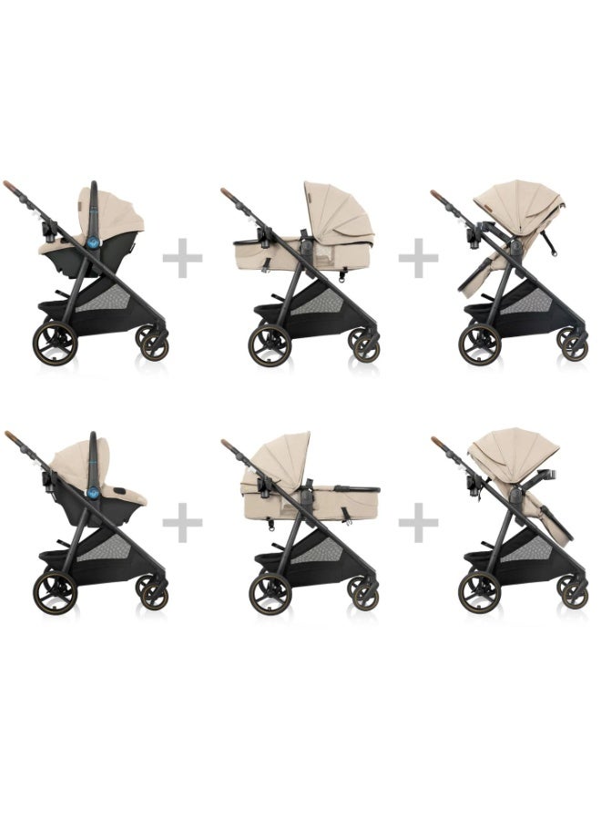 Evenflo - Shyft Intuiti+ Travel System featuring Revolve180 LiteMax NXT Rotating Infant Car Seat with SensorySoothe -Travertine - Image 2