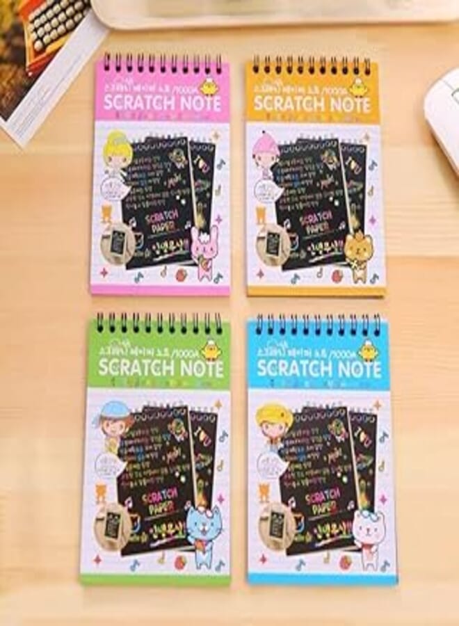 4 pcs Kids Graffiti Note Book Diy Scratch Drawing Notes Paper Painting Coils Drawing Book