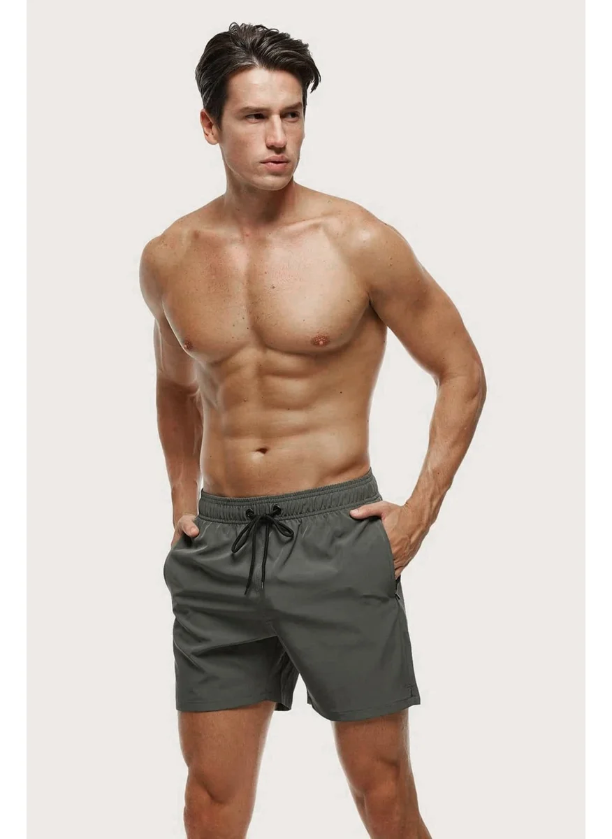 Angelsin Men's Basic Standard Size Swimsuit with Zipper Pocket Swim Shorts