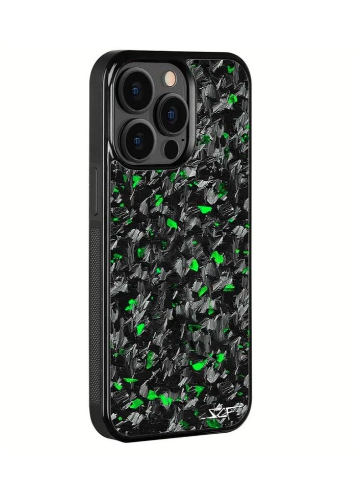 SOLARAE Luxurious Real Carbon Fiber iPhone Case - Lightweight, Drop Protection (iPhone 14 Pro Max ) Green - Image 3