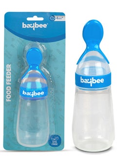 BAYBEE Baybee Silicone Food Feeder Anti Colic & BPA Free Squeeze Feeder Bottle With Spoon For Semi-Solid Food For Infants Baby Squeeze Food Feeder for 3 Plus Months Baby  - Image 1