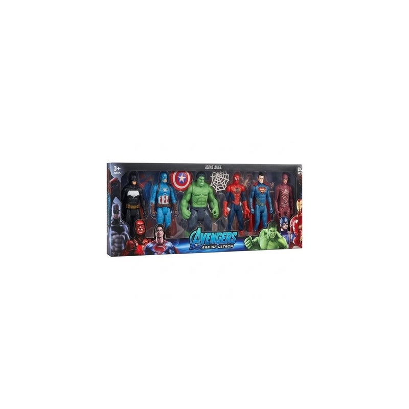 AVENGERS Superhero Action Figures Toy Set for Ages 3 and up, Avengers Theme, 6 Pack Including Batman, Captain America, Hulk, Spider-Man, Superman and The Flash - Image 1