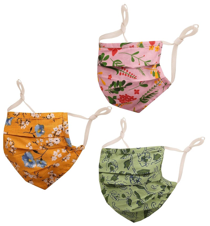 Touchstone قناع وجه قطني قابل للتعديل مع جيب فلتر وجسر أنف مزدوج الطبقة مضاد للتلوث والدخان والسعال البارد قابل لإعادة الاستخدام والغسل للرجال والنساء. - Image 1