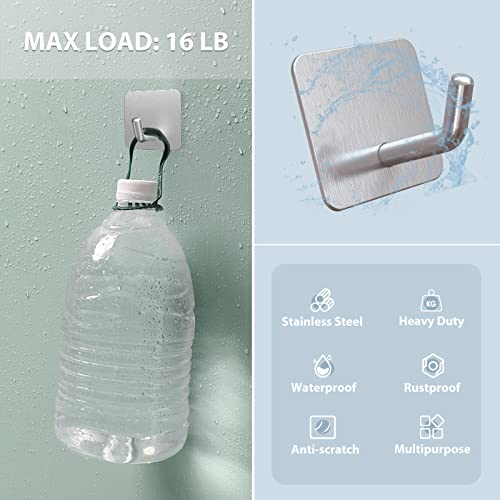 VIS'V Adhesive Hooks, Heavy Duty Shower Wall Stick on Hooks, Waterproof, 2 Extra Adhesive Strips, Silver, 4 Pcs - Image 4