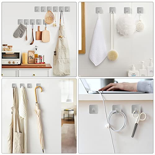 VIS'V Adhesive Hooks, Heavy Duty Shower Wall Stick on Hooks, Waterproof, 2 Extra Adhesive Strips, Silver, 4 Pcs - Image 2