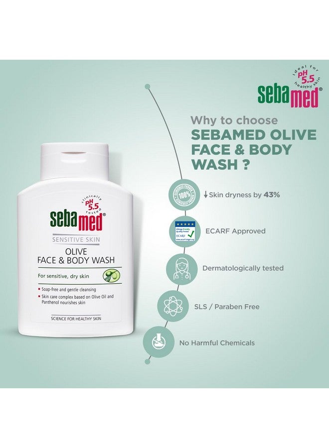 Sebamed غسول وجه وجسم زيت الزيتون | لطيف جداً للبشرة الحساسة والجافة | Ph5.5 | خالي من الصابون، تنظيف لطيف | زيت الزيتون + بانثينول يغذي البشرة | خالي من SLS والبارابين | تم اختباره جلدياً وسريرياً | 200 مل - Image 4